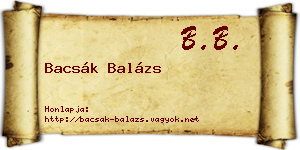 Bacsák Balázs névjegykártya